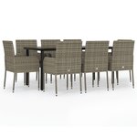 vidaXL Ensemble à manger de jardin 9Pièces et coussins noir et gris
