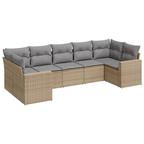 vidaXL Salon de jardin avec coussins 7 Pièces beige résine tressée