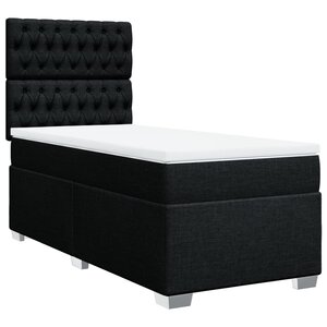 vidaXL Sommier à lattes de lit avec matelas Noir 90x190 cm Tissu