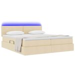 vidaXL Lit de rangement LED avec matelas Crème 200 x 200 cm Tissu
