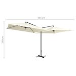 vidaXL Parasol double avec mât en acier 250 x 250 cm Blanc sable