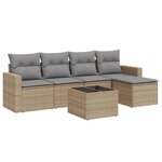 vidaXL Salon de jardin avec coussins 6 Pièces beige résine tressée