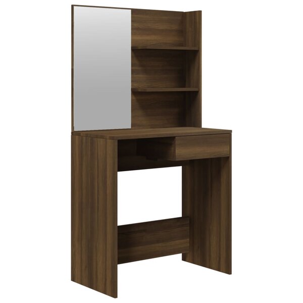 vidaXL Coiffeuse avec miroir Chêne marron 74 5x40x141 cm