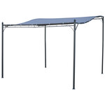 Pergola tonnelle de jardin auvent 2 97 x 2 97 m adossable métal noir polyester anti-UV gris