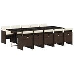 vidaXL Ensemble à manger de jardin et coussins 11 Pièces marron rotin