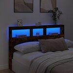 vidaXL Armoire tête de lit avec LED chêne fumé 160x17x102 cm