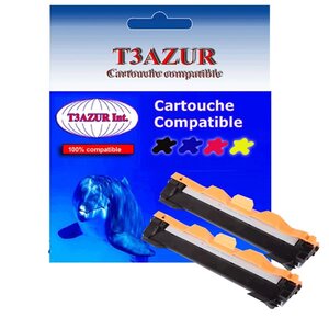 2 Toners compatibles aavec Brother TN1050 pour Brother HL1210W, HL1212W - 1 000 pages - T3AZUR