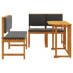 Ensemble de salle à manger de jardin 4 pièces avec coussins en bois d'acacia