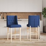 vidaXL Chaises de bar lot de 2 bois massif d'hévéa et tissu