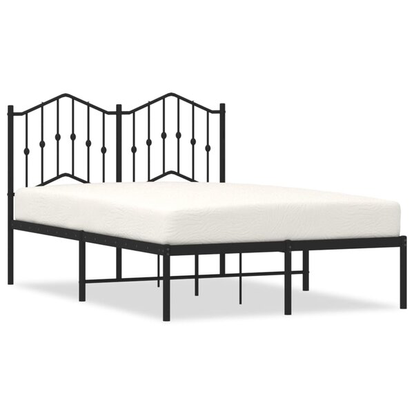 vidaXL Cadre de lit métal avec tête de lit noir 120x190 cm