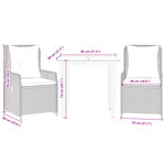 vidaXL Ensemble à manger de jardin et coussins 3 Pièces Beige poly rotin