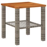 vidaXL Table de jardin gris 40x40x42 cm résine tressée et bois acacia