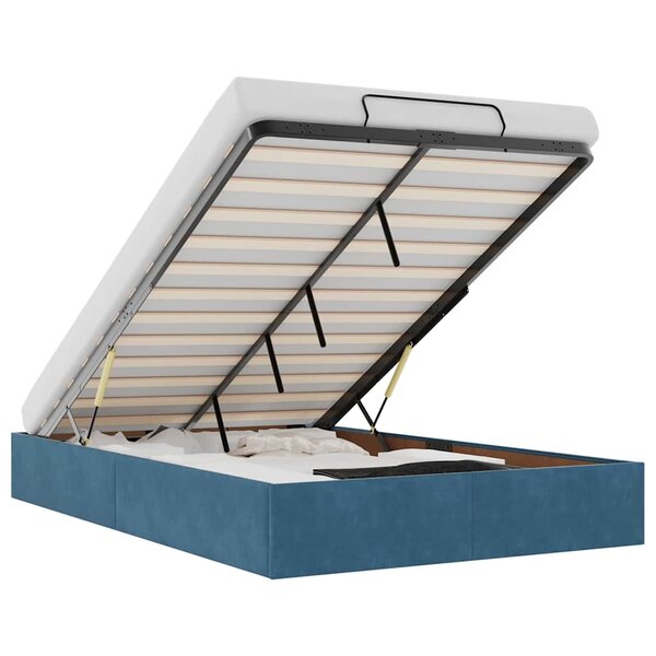 vidaXL Cadre de lit ottoman sans matelas bleu foncé 120x190 cm velours