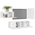 vidaXL Ensemble de meubles TV 4 Pièces Blanc Bois d'ingénierie