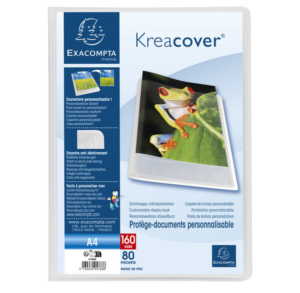 Protège-documents en polypropylène semi rigide kreacover chromaline 160 vues - a4 - x 8 - exacompta