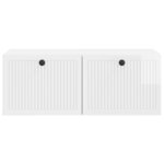 vidaXL Meuble TV mural Montage mural Blanc brillant 78 5 x 41 x 30 cm