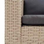 vidaXL Canapé simple de jardin avec coussins Résine tressée Beige
