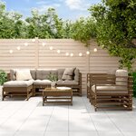 vidaXL Salon de jardin 7 Pièces avec coussins marron miel bois massif