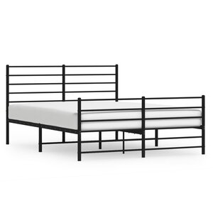 vidaXL Cadre de lit métal avec tête de lit/pied de lit noir 120x190 cm
