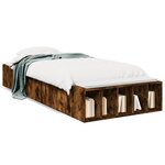 vidaXL Cadre de lit chêne fumé 90x200 cm bois d'ingénierie