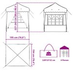 vidaXL Tente de fête pop-up 195 x 195 x 245 cm Beige Tissu Oxford