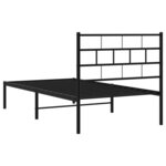 vidaXL Cadre de lit métal avec tête de lit noir 100x190 cm