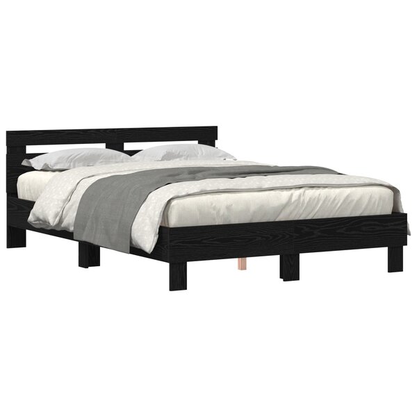vidaXL Cadre de lit noir Chêne noir Bois 140 x 190 cm Durable