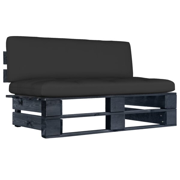 vidaXL Canapé central palette de jardin noir bois de pin imprégné