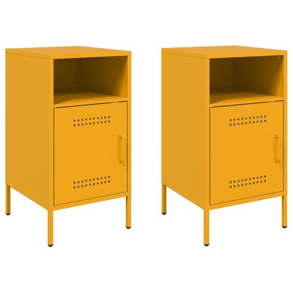 vidaXL Tables de chevet 2 Pièces jaune moutarde 36x39x68 cm acier