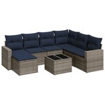 vidaXL Salon de jardin 8 Pièces avec coussins gris résine tressée