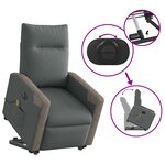 vidaXL Fauteuil inclinable de massage électrique Gris foncé Tissu