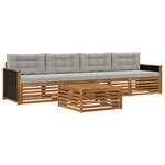 vidaXL Ensemble de canapés d'extérieur 5 Pièces Naturel et gris clair