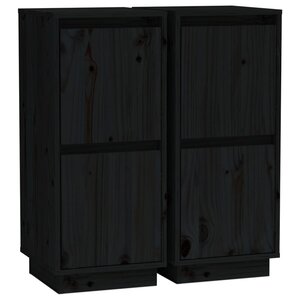 vidaXL Buffets 2 Pièces Noir 31 5x34x75 cm Bois massif de pin