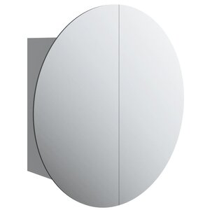 vidaXL Armoire de salle de bain miroir rond et LED Gris 40x40x17 5 cm