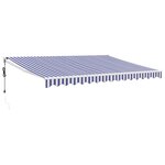 vidaXL Auvent rétractable automatique bleu et blanc 4 5x3 m