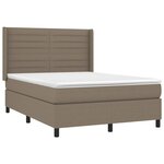 vidaXL Sommier à lattes de lit matelas et LED Taupe 140x200 cm Tissu
