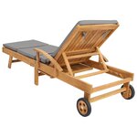 vidaXL Chaise longue avec coussin 100  Polyester Teck Solide