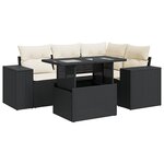 vidaXL Salon de jardin 5 Pièces avec coussins noir résine tressée