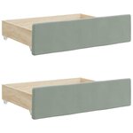 vidaXL Tiroirs de lit 2 Pièces gris clair bois d'ingénierie et velours
