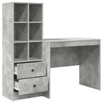 vidaXL Bureau avec rangement 2 Pièces Gris béton 90 x 50 x 76 cm