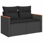 vidaXL Ensemble de Canapés de Jardin 13 Pièces avec Coussins Noir Rotin Poly Acacia