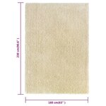 vidaXL Tapis shaggy à poils hauts Beige 160x230 cm 50 mm