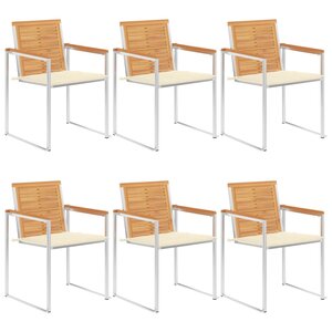 vidaXL Chaises de jardin lot de 6 avec coussins Bois de teck massif