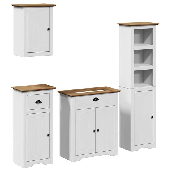 vidaXL Meubles de salle de bain 4 Pièces BODO blanc bois de pin massif
