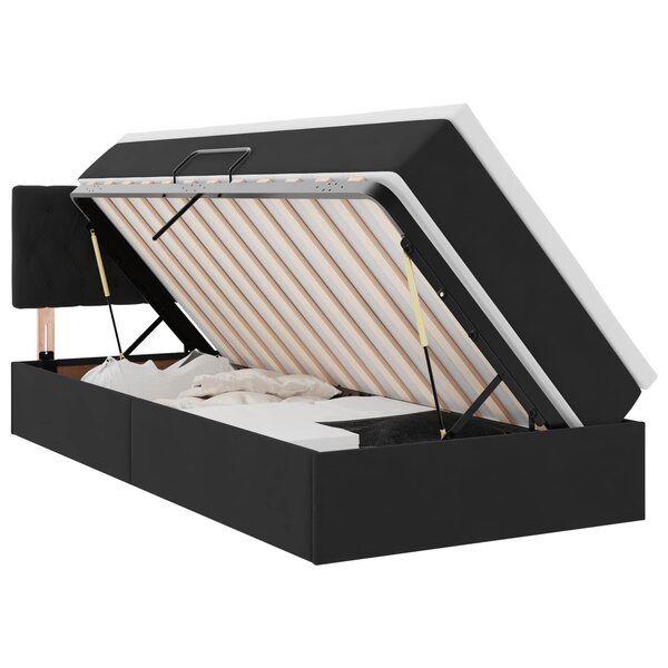 vidaXL Lit de Rangement avec matelas Noir 90 x 190 cm Velours