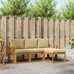vidaXL Ensemble de canapés d'extérieur 4 Pièces Naturel et Beige