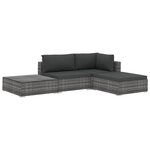 vidaXL Salon de jardin 4 Pièces avec coussins résine tressée gris