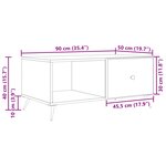 vidaXL Table basse Chêne fumé 90 x 50 x 40 cm Bois d'ingénierie