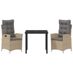vidaXL Ensemble de salle à manger pour jardin 3 Pièces Beige polyrotin