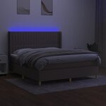 vidaXL Sommier à lattes de lit matelas et LED Taupe 180x200 cm Tissu